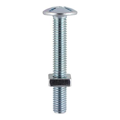 Roofing Bolts with Square Nuts Zinc M6 x 60mm