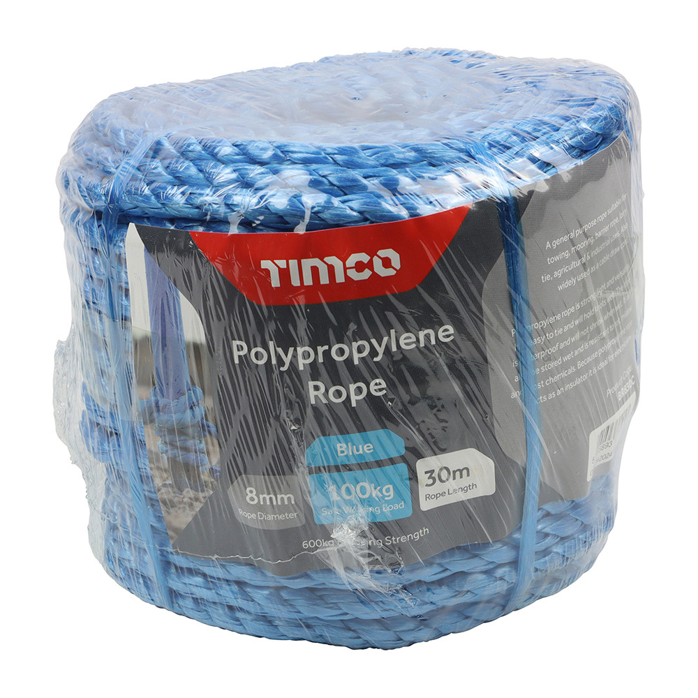 8mm Polypropylene Rope Blue