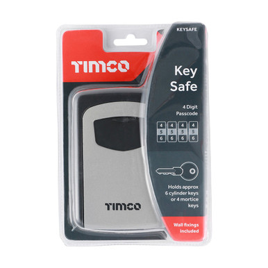 Further photograph of TIMCO Key Safe, Aluminium, Wall Mount, Black/Silver, 120mm x 85mm x 40mm