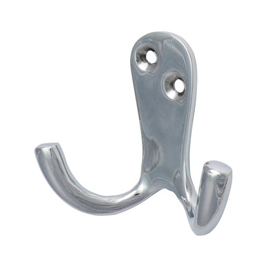 Chrome Coat Hooks in Polished Chrome with Double Hook for Coat and