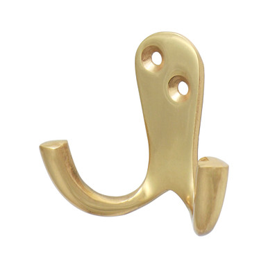 Further photograph of Double Robe Hook - Polished Brass