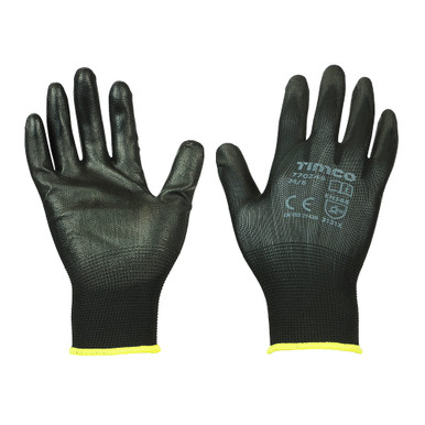 Durable Grip Gloves - PU Coated Polyester - M