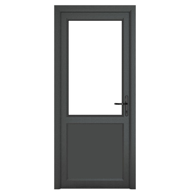 Crystal Triple Glazed Door Single Door Half Glass Half panel Left Hand Grey External White Internal 890mm x 2090mm Clear product image
