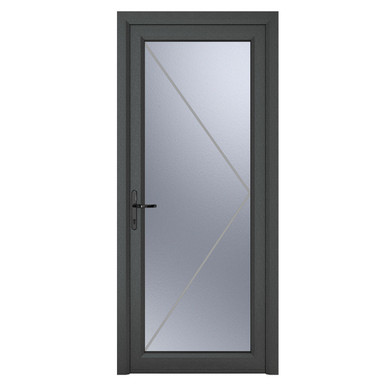 Further photograph of Crystal Triple Glazed Door Single Door Full Glass Right Hand Grey External White Internal 920mm x 2090mm Obscure