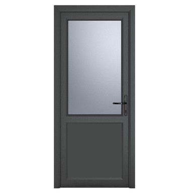 Crystal Triple Glazed Door Single Door Half Glass Half panel Left Hand Grey External White Internal 840mm x 2090mm Obscure