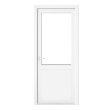 Crystal Triple Glazed Door Single Door Half Glass Half panel Right Hand White 840mm x 2090mm Clear