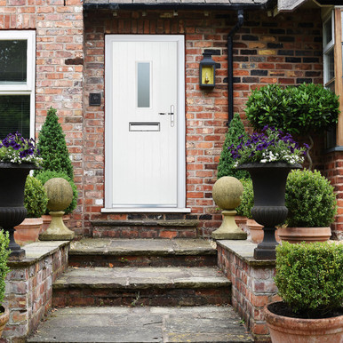 Crystal Composite Door Cottage Long Glass White Left Hand 150mm Cill Included 920mm x 2055mm Obscure Glass Glazing