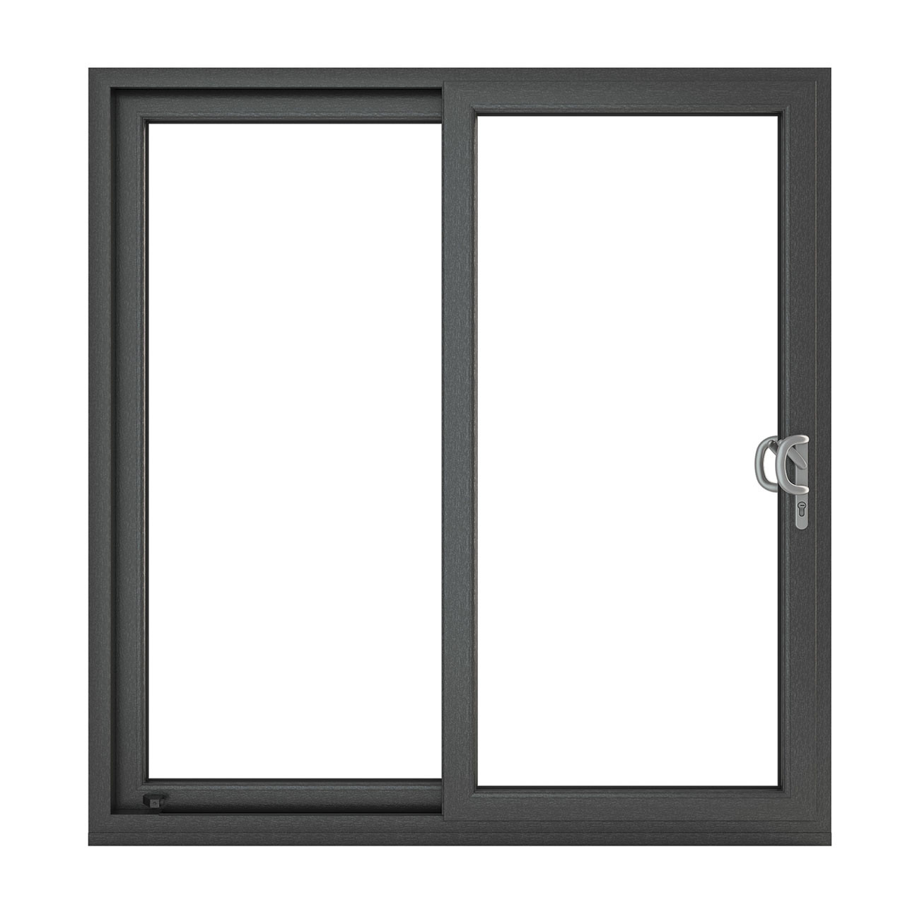 Photograph of Crystal uPVC Grey 7016 External White Internal Sliding Patio Right to Left 150mm Cill Included 1490mm x 2090mm Clear Glazing