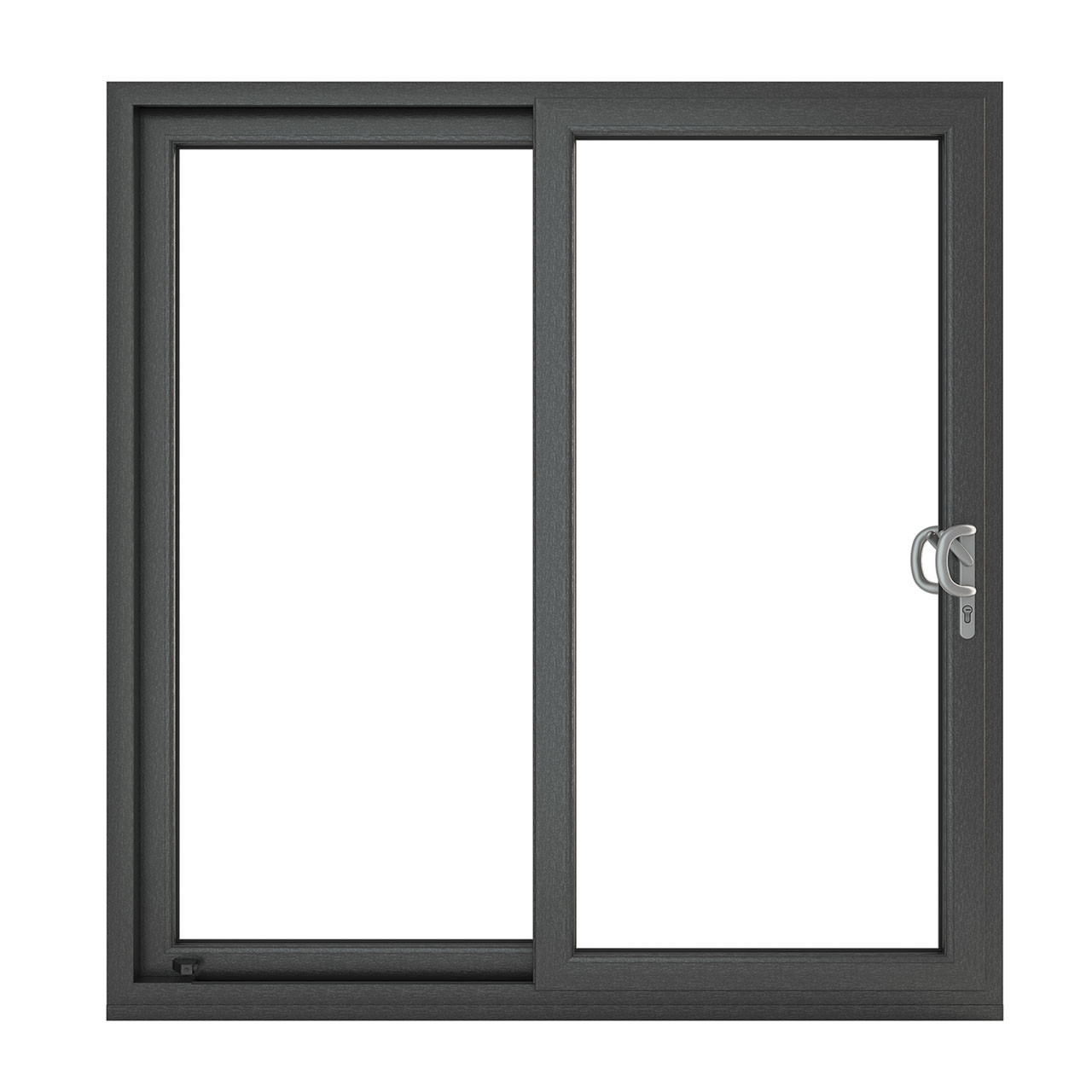 Photograph of Crystal uPVC Grey 7016 External White Internal Sliding Patio Right to Left 150mm Cill Included 2390mm x 2090mm Clear Glazing