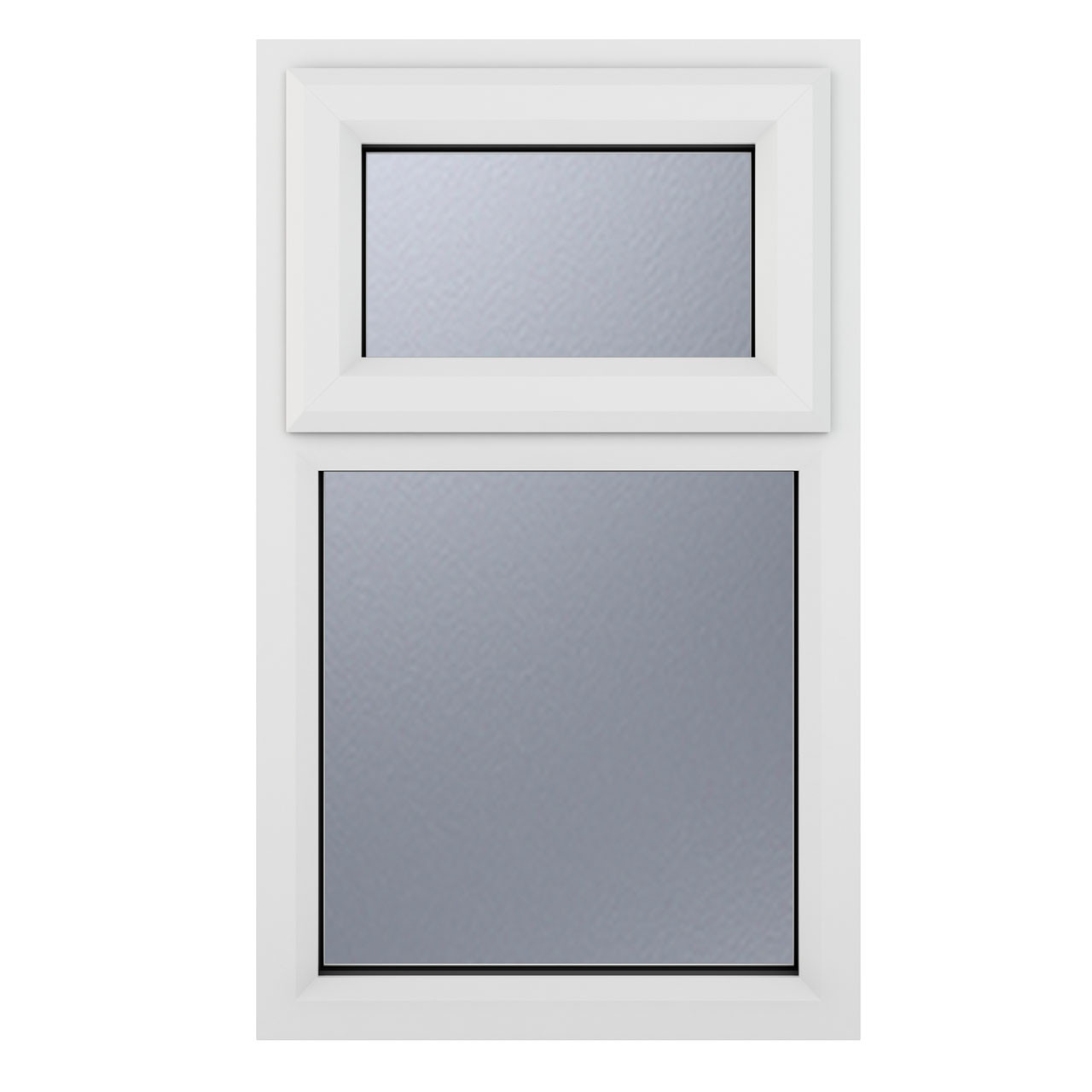 Photograph of Crystal uPVC Window White A Rated Top hung opener over Fixed light 610mm x 1115mm Obscure Glazing