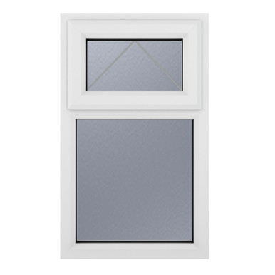 Further photograph of Crystal uPVC Window White A Rated Top hung opener over Fixed light 610mm x 1115mm Obscure Glazing