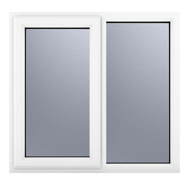 Crystal uPVC Window White A Rated Left hand Side hung next to a Fixed light 1190mm x 1040mm Obscure Glazing