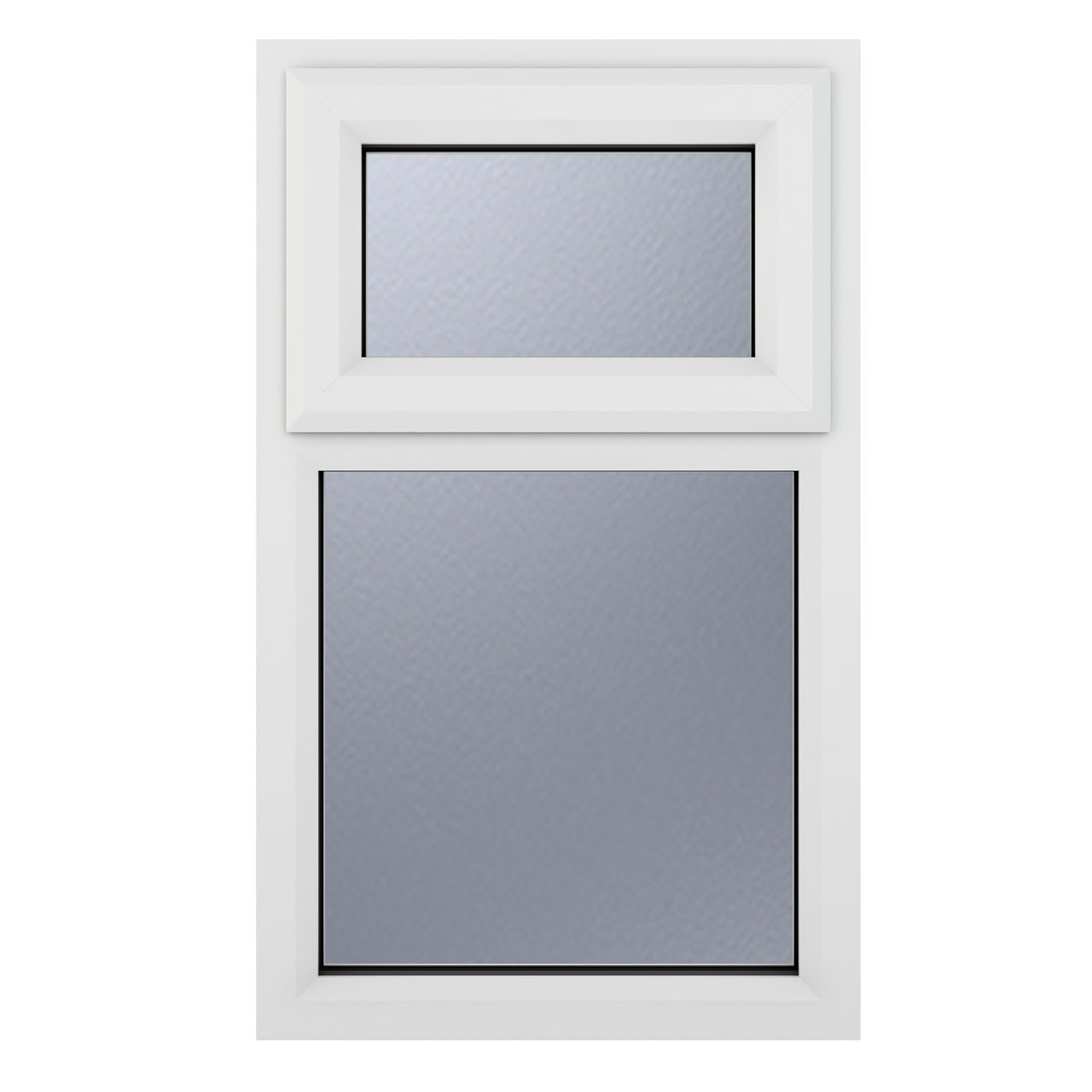 Photograph of Crystal uPVC Window White A Rated Top hung opener over Fixed light 610mm x 820mm Obscure Glazing