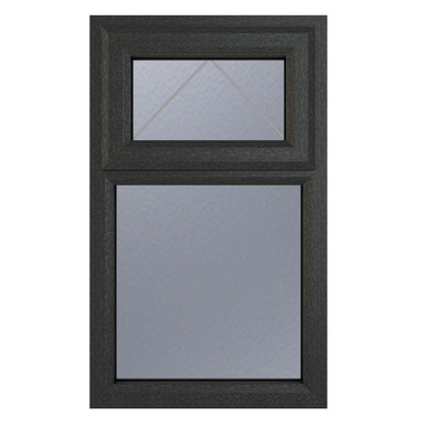 Further photograph of Crystal uPVC Window Grey 7016 external White Internal A Rated Top hung opener over Fixed light 1190mm x 1115mm Obscure Glazing