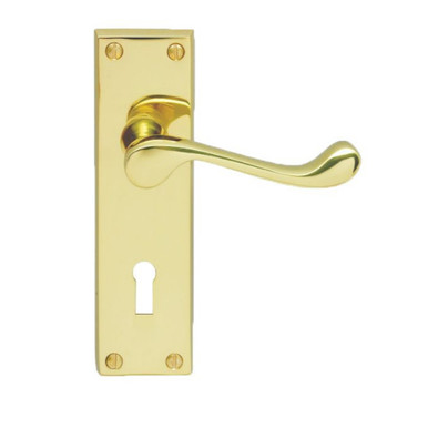 Sterling Scroll Lever Lock Handle Zinc Polished Brass 155mm product image