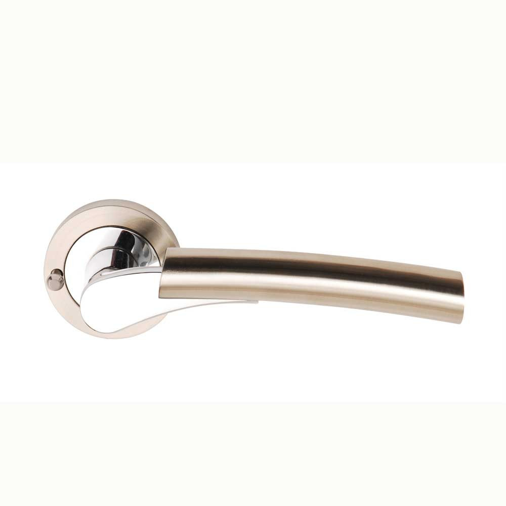 Photograph of Dale Satin Nickel Plate/Polished Chrome Ultimo Lever on rose