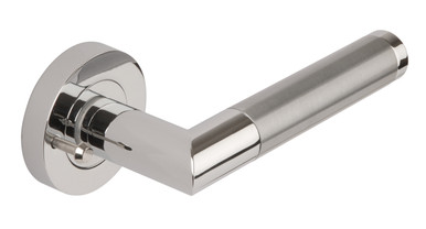 Further photograph of Dale Satin Chrome/Polished Chrome Lever C/W Privacy Facility & Latch