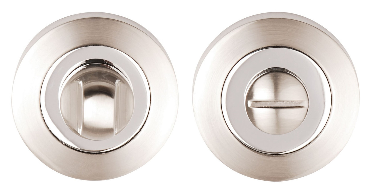 Photograph of Dale Satin Nickel/Polished Chrome Bathroom Turn/Release