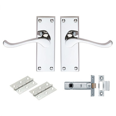 Further photograph of Contract Victorian Scroll Latch Pack - Polished Chrome