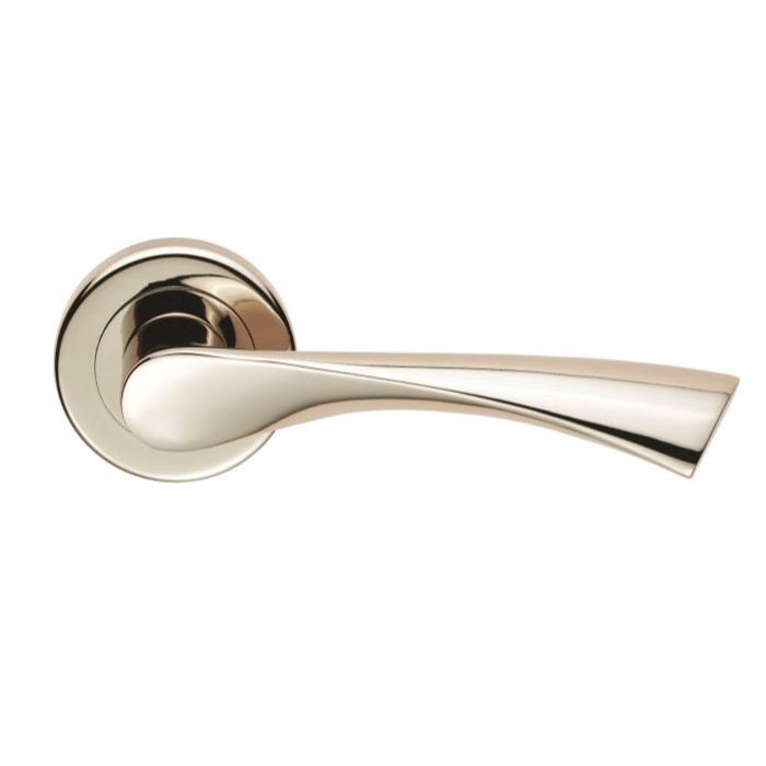 Photograph of Sterling Venti Lever on Rose, Zinc Alloy, Polished Nickel, 121mm, 51 x 64mm