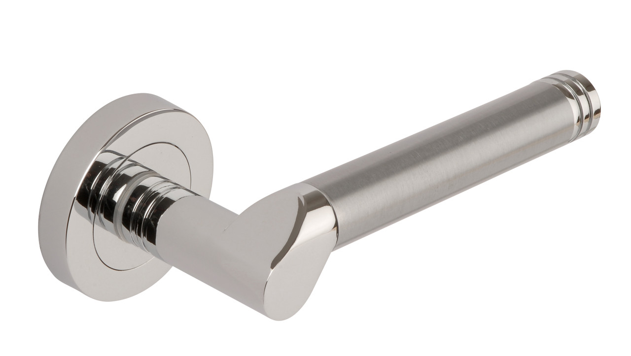 Photograph of Dale Polished Chrome/Satin Chrome Lever on round rose