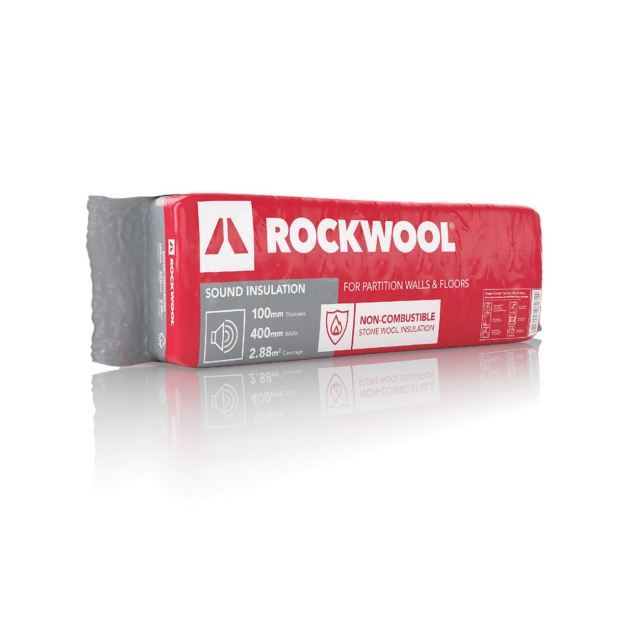 Photograph of Rockwool Sound Insulation Slab - 1200mm X 400mm X 100mm (Pack of 6)