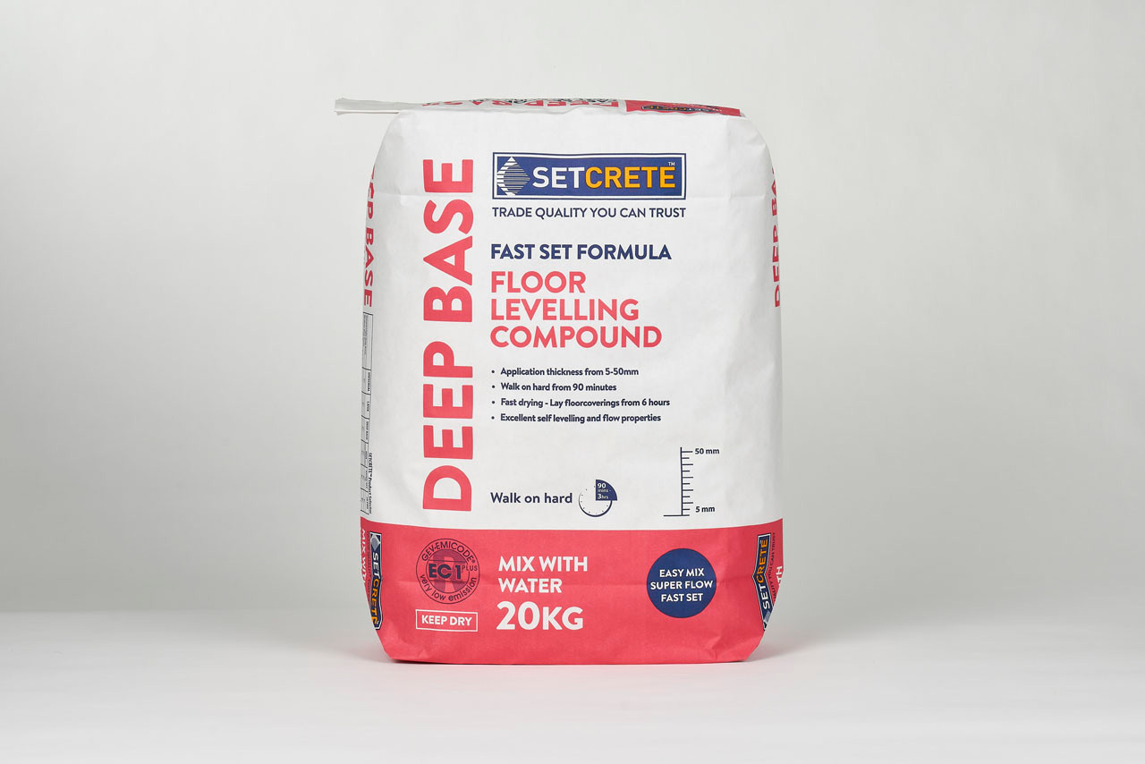 Photograph of Setcrete Deep Base Floor Levelling Compound, Grey, 20kg