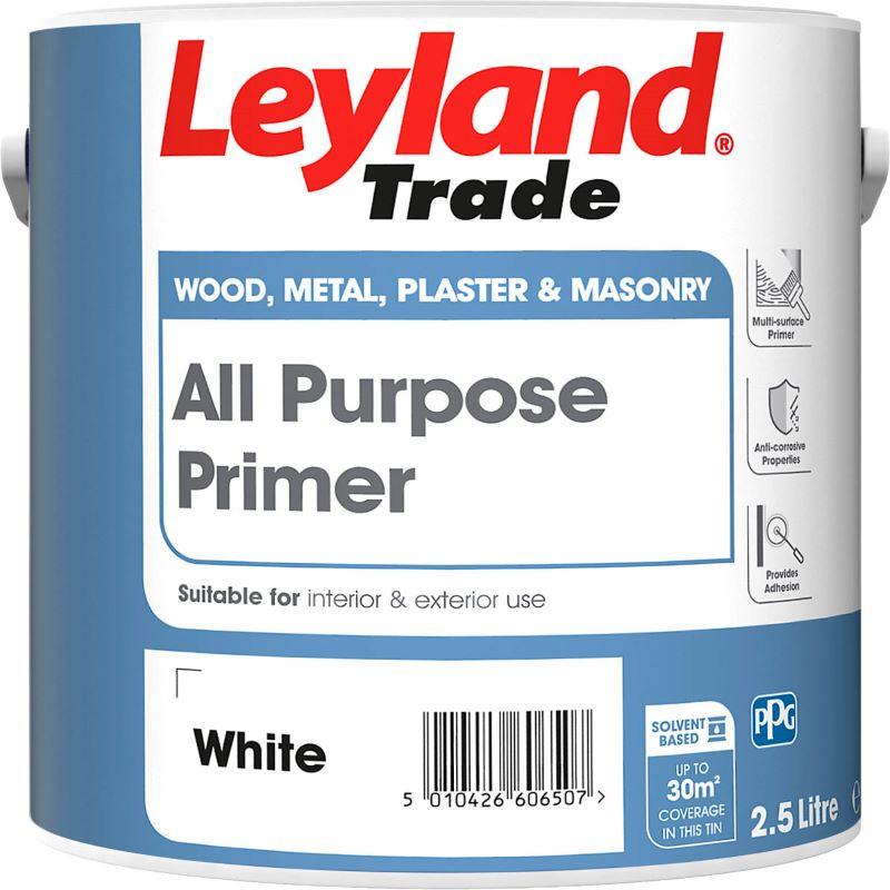 Photograph of Leyland Trade All Purpose Primer White 2.5ltr
