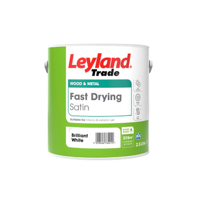 Leyland Trade Fast Drying Water Based Satin Brilliant White 2.5ltr