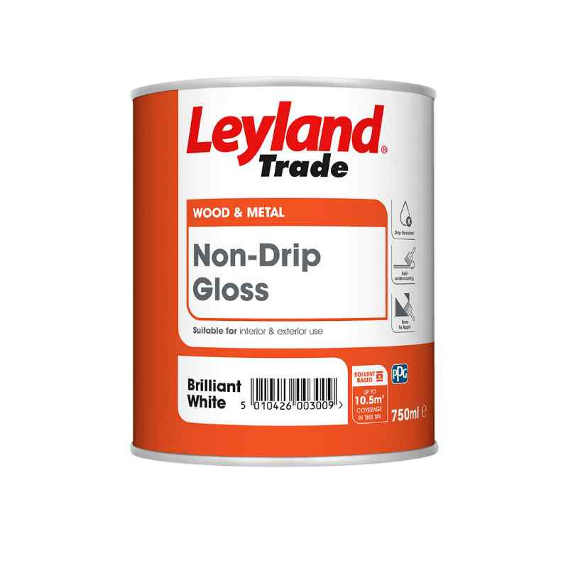 Photograph of Leyland Trade Non Drip Gloss Brilliant White 750ml