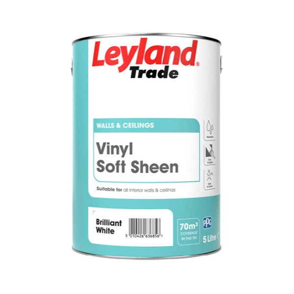 Photograph of Leyland Trade Vinyl Soft Sheen Brilliant White 2.5ltr