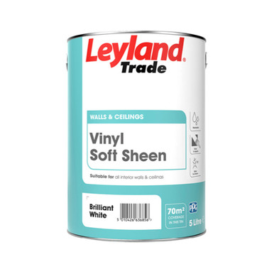 Leyland Trade Coatings Vinyl Soft Sheen, Brilliant White, Mid-Sheen, Water Based, 2.5L