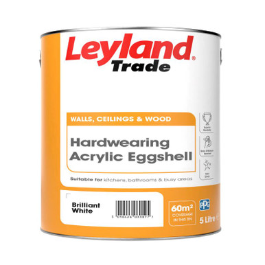 Leyland Trade Hardwearing Acrylic Eggshell Brilliant White 5ltr