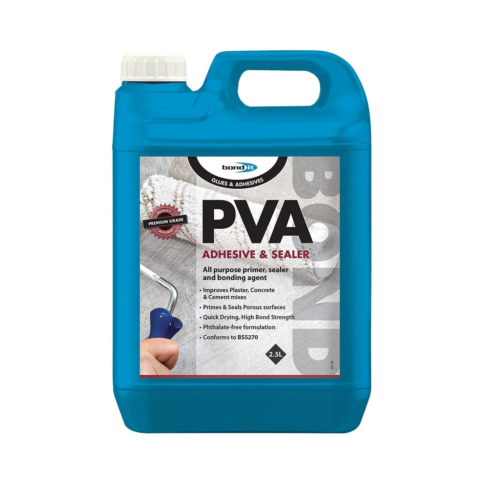 PVA Adhesive & Sealer ​A high solids, high performance sealer, primer,  dust-proofer and bonding agent. Improves adhesion and reduces cracking in  cements and plaster.