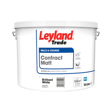 Leyland Trade Coatings Contract Matt, Brilliant White, Water Based, 10L