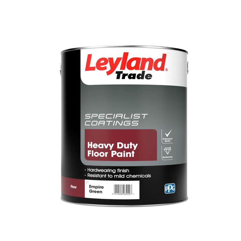 Photograph of Leyland Trade Heavy Duty Floor Paint Empire Green 5ltr