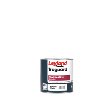 Further photograph of Leyland Trade Truguard Flexible Exterior Gloss Brilliant White 750ml