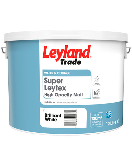 Photograph of Leyland Trade Super Leytex Matt Brilliant White 15ltr