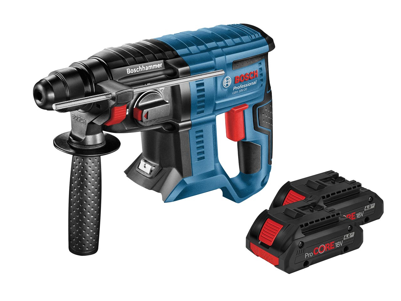 Photograph of Bosch GBH 18V-20 SDS Plus Hammer Drill 18V 2 x 4.0Ah Pro Core Li-ion