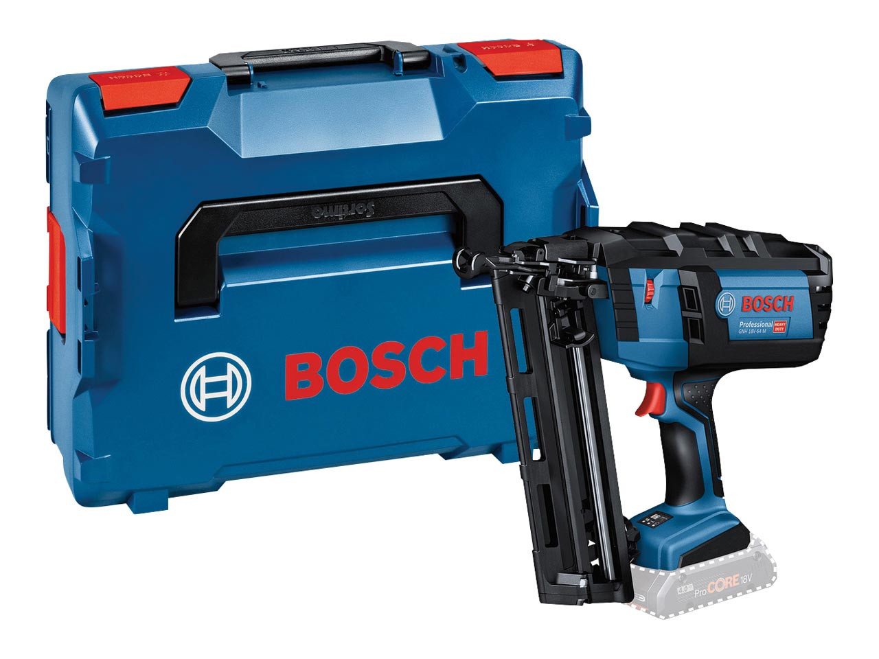 Photograph of Bosch GNH 18V-64 M Nail Gun with L-BOXX 18V Bare Unit