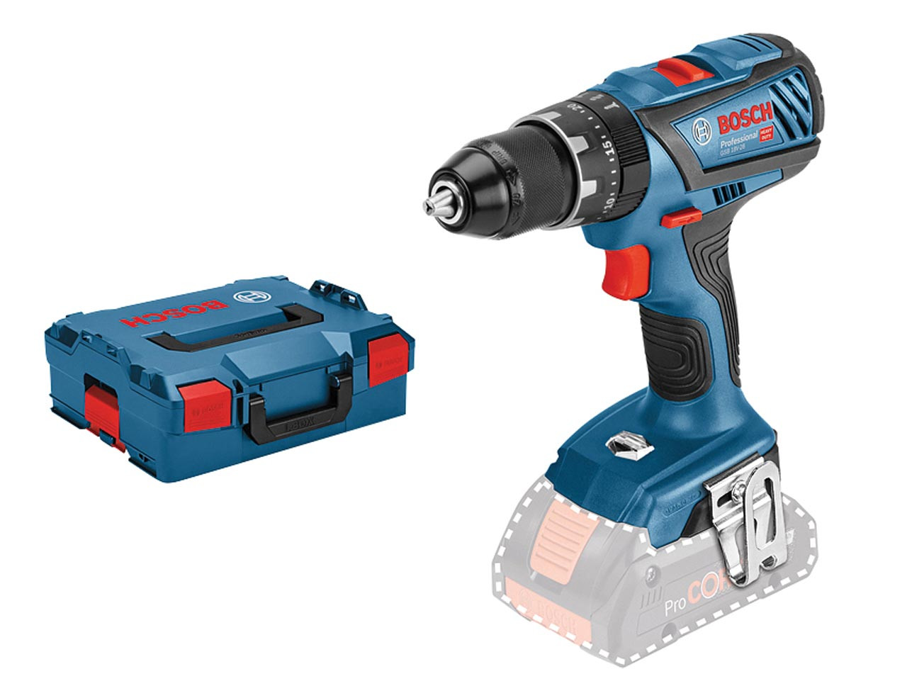 Photograph of Bosch GSB 18V-28 Combi Drill with L-BOXX 18V Bare Unit