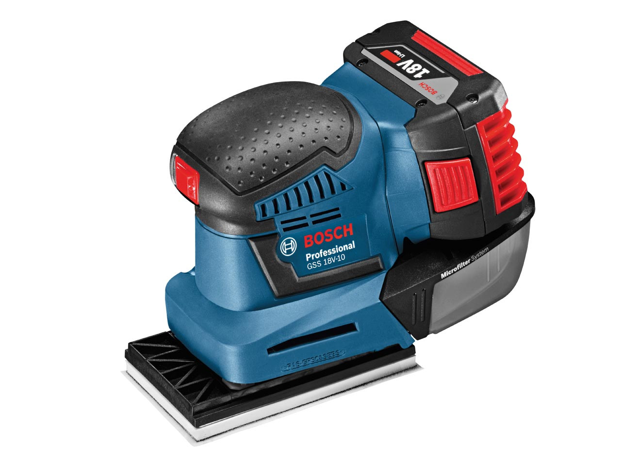 Photograph of Bosch Gss18V-10 18V Palm Sander 2 X 5.0Ah