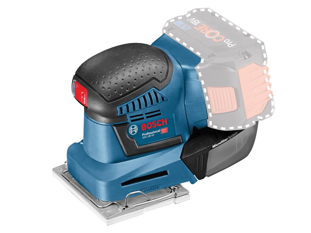 Photograph of Bosch GSS 18V-10 Orbital Sander + L-BOXX 18V Bare Unit