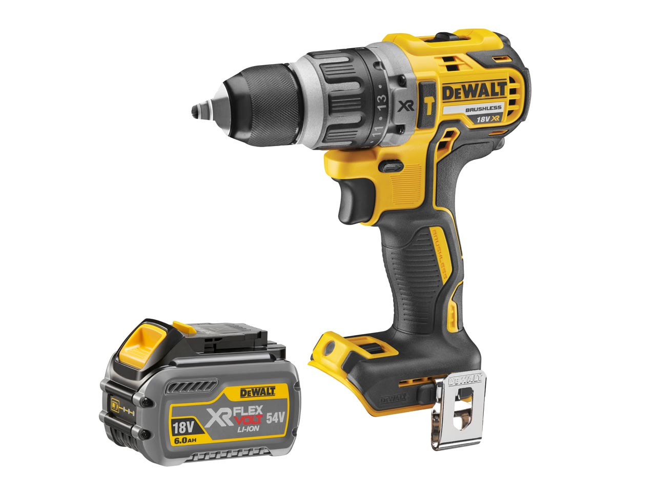 Photograph of DEWALT DCD796T1T Brushless Combi Drill 18V 1 x 6.0/2.0Ah FlexVolt Li-ion