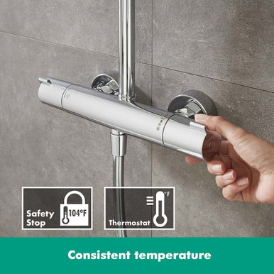 Further photograph of hansgrohe Crometta E Showerpipe 240 1jet with thermostatic shower mixer