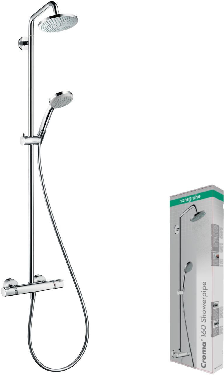 Photograph of hansgrohe Croma Showerpipe 160 1jet with thermostat Chrome