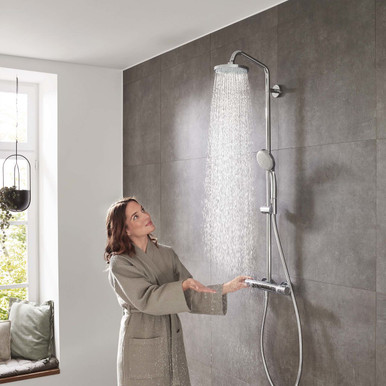 Further photograph of hansgrohe Croma Showerpipe 160 1jet with thermostat Chrome