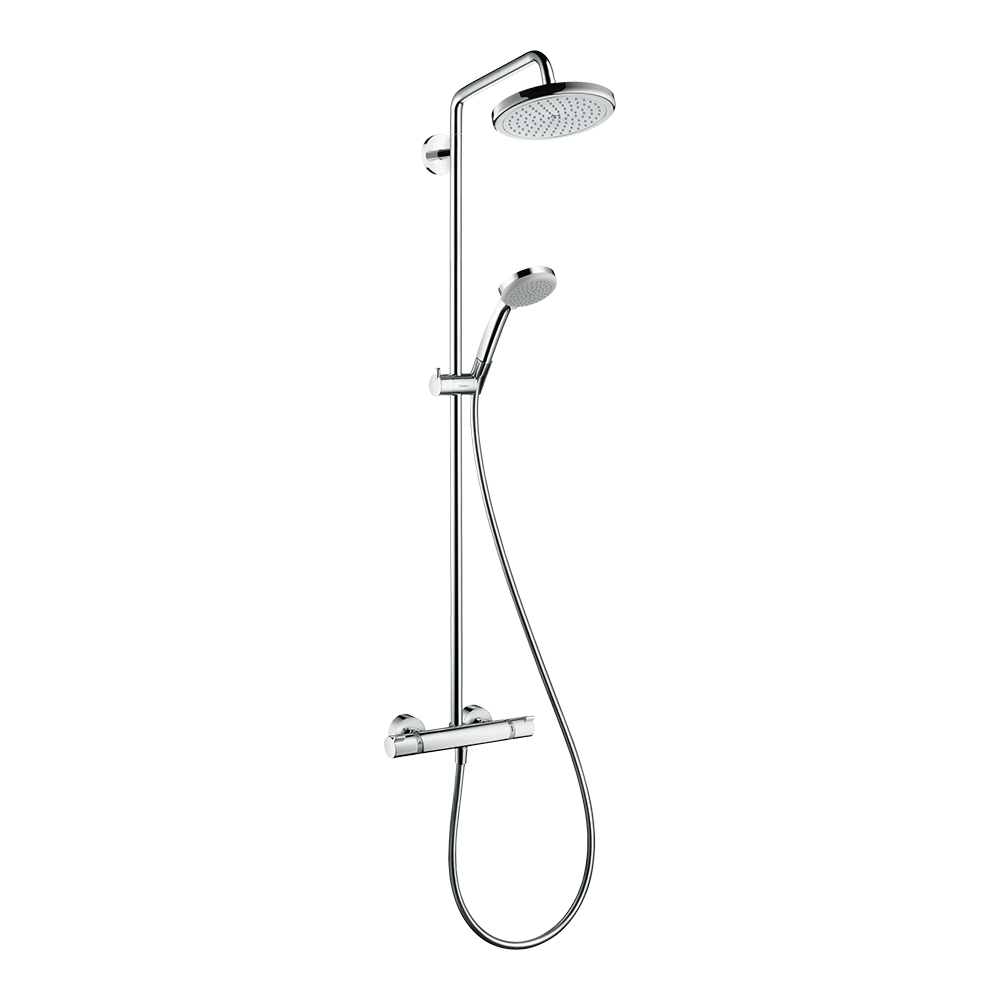 Photograph of hansgrohe Croma Showerpipe 220 1jet with thermostatic shower mixer