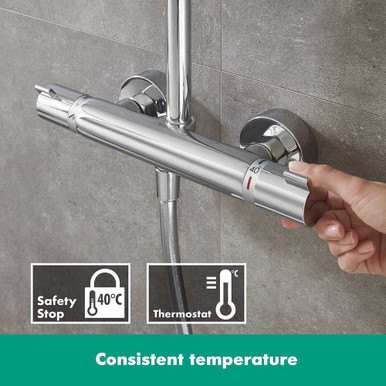 hansgrohe Croma Showerpipe 220 1jet with thermostatic shower mixer