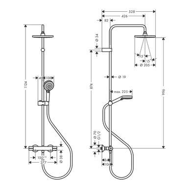 Further photograph of hansgrohe Vernis Blend Showerpipe 200 jet with thermostat